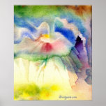 Rainbow Volcano Watercolor Poster