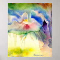 Rainbow Volcano Watercolor Poster print