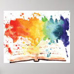 Rainbow Watercolor Artwork Book Nook Poster