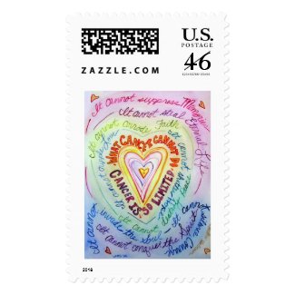 Rainbow What Cancer Cannot Do Heart Postage Stamp stamp