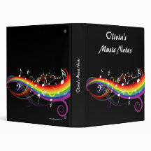 Rainbow White Music Notes Binder