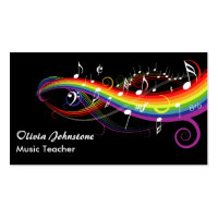 Rainbow White Music Notes Business Cards