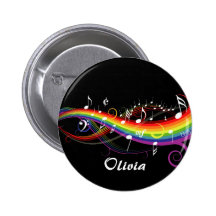 Rainbow White Music Notes Button