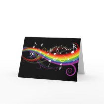 Rainbow White Music Notes Card