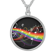 Rainbow White Music Notes Necklace
