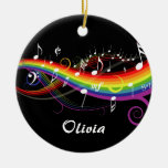 Rainbow White Music Notes Ornament