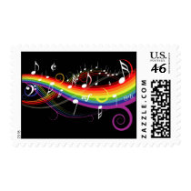 Rainbow White Music Notes Postage