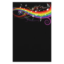 Rainbow White Music Notes Stationery