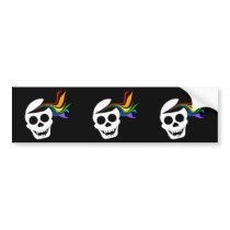 Rainbow White Skull Bumpersticker by wingedturtle Rainbow White Skull Bumpersticker