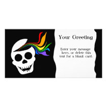 Rainbow White Skull Custom Card Customized Photo Card