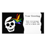 Rainbow White Skull Custom Card Customized Photo Card