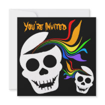 Rainbow White Skull Invitations