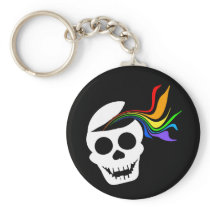 Rainbow White Skull Keychain