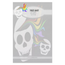 Rainbow White Skull Personalized Stationery