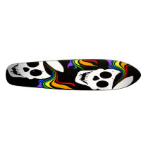 Rainbow White Skull Skateboard