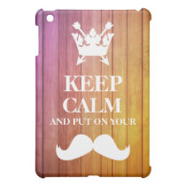 Rainbow Wood  Heraldry Keep Calm Mustache ipad mini cases