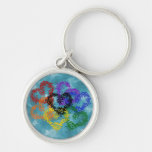 Rainbow Woven Hearts Keychains