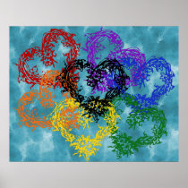 Rainbow Woven Hearts Poster
