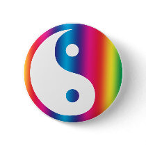 Rainbow Yin Yang Button