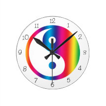 Rainbow Yin Yang Round Clock
