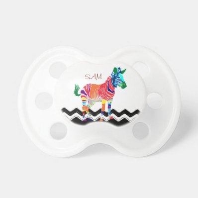 Rainbow Zebra Animals Monogrammed Pattern Party BooginHead Pacifier