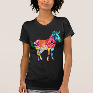 Rainbow Zebra Animals Monogrammed Pattern Party T-shirts