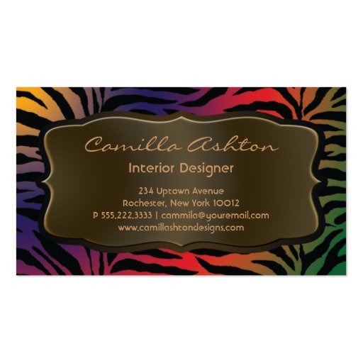 Rainbow Zebra Business Cards (front side)