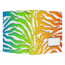 Rainbow zebra print binders