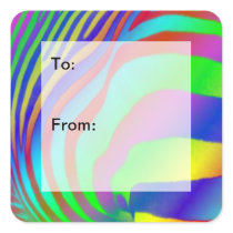 Rainbow Zebra Print Gift Tag Stickers
