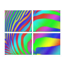 Rainbow Zebra Print Stretched Canvas Print
