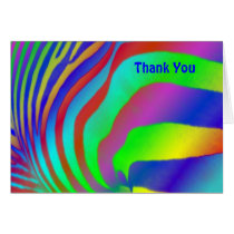 Rainbow Zebra Print Thank You Card