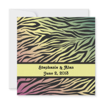 Rainbow Zebra Print Wedding Invitation