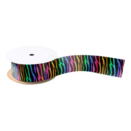 Rainbow Zebra Safari Animal Print Satin Ribbon Zazzle