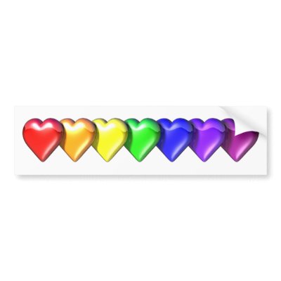 RainbowHearts Bumper Sticker by wolfmama