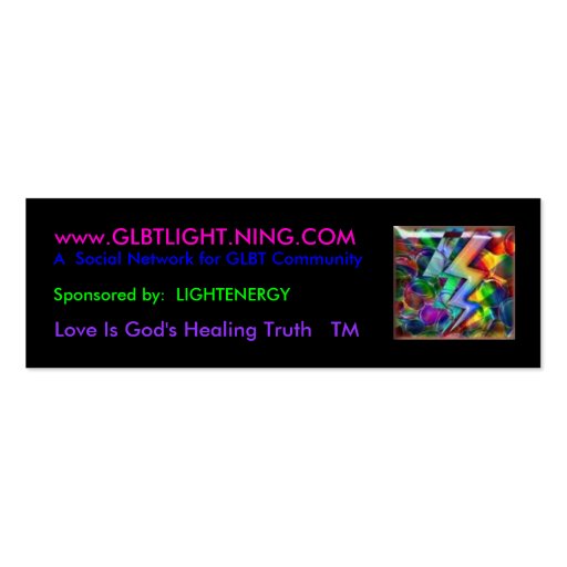 rainbowlight, www.GLBTLIGHT.NING.COM, A  Social... Business Card (front side)