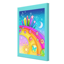 Rainbows and Stars Pop Art Sky Gallery  Wrapped Ca Gallery Wrapped Canvas