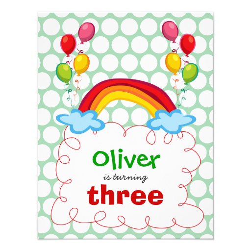Rainbows & Balloons Kids Birthday Photo Invitation