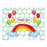 Rainbows & Balloons Kids Thank You (R) Note Card Personalized Announcement