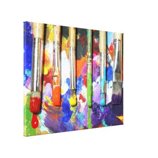 Rainbows In Progress Paint Brush Photography Canvas Print