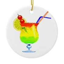 Rainbows Tropical Drink Christmas Ornament