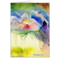 RainbowVolcano Watercolor Greeting and Note Card