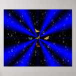 Raindrops and Butterfly on black and blue Poster