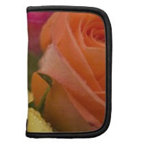 Raindrops on Yellow Orange and Pink Roses Folio Planners