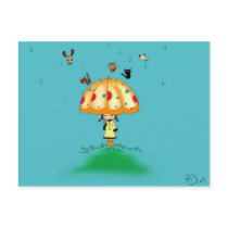 Raining cats and dogs postcard