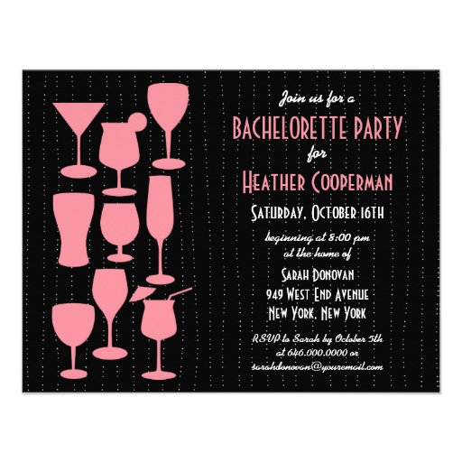Raining Cocktails Bachelorette Party Invitation (front side)
