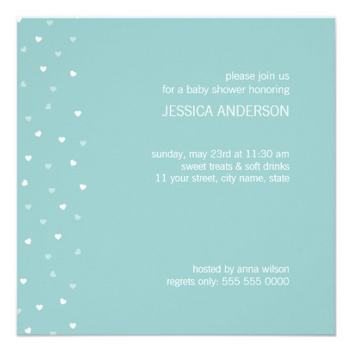 Raining Hearts Aqua Baby Shower invitation