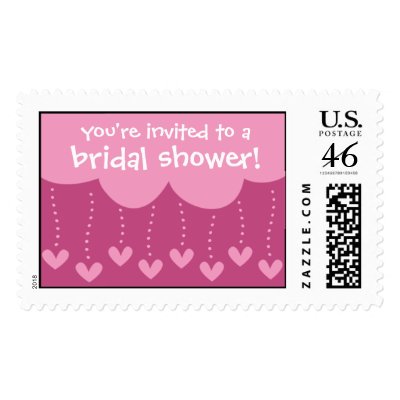 Raining Hearts Bridal Shower Postage Stamp