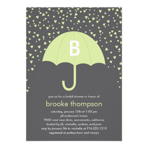 Raining Love Bridal Shower Invitation (Green)