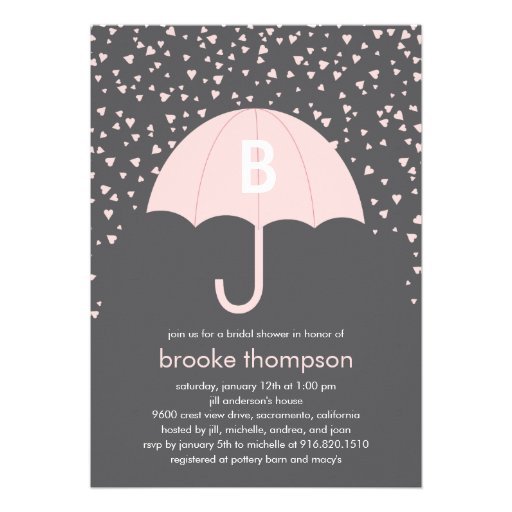 Raining Love Bridal Shower Invitation (Pink)