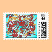 raining reindeer postage